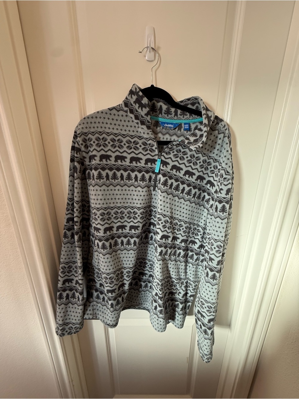 Chubbies Gray Bear & Tree Pattern Quarter-Zip Fleece